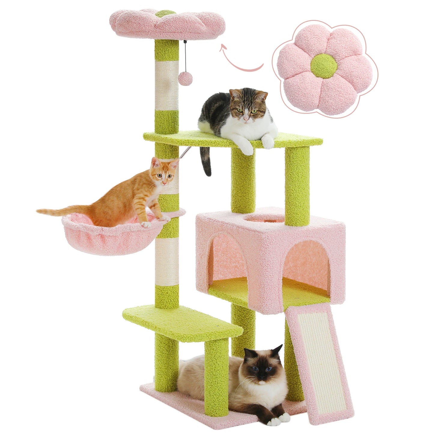 PEQULTICN Flower Cat Tree MultiLevel Cat Tower With Sisal Posts
