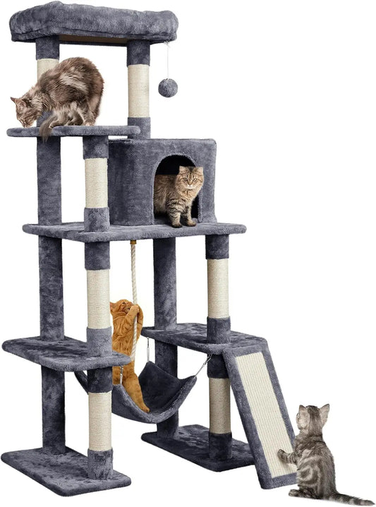 Multi-Level Cat Tree with Scratching Posts Condo Hammock Play Platform