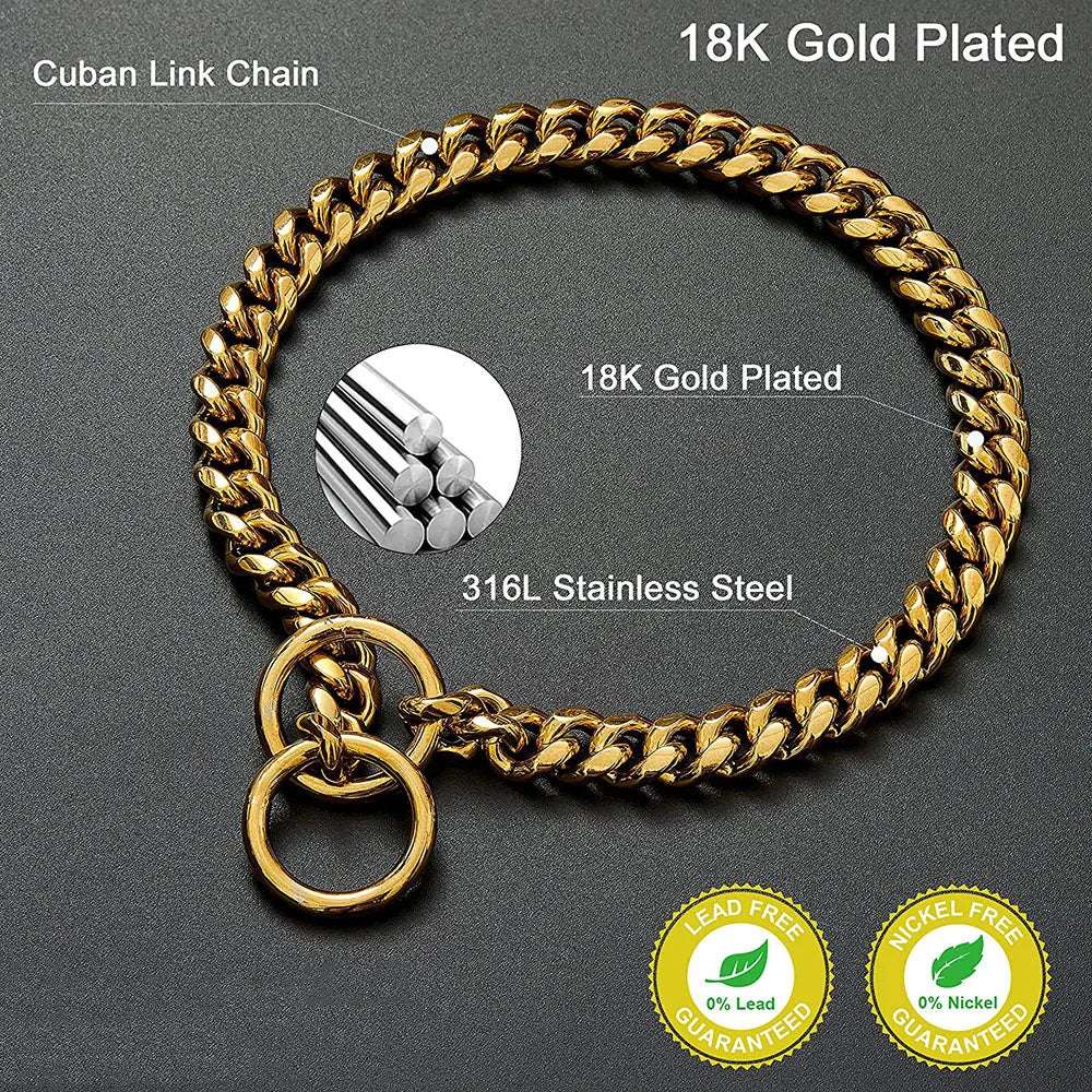 Stainless Steel Chain Dog Collar For Training And Walking