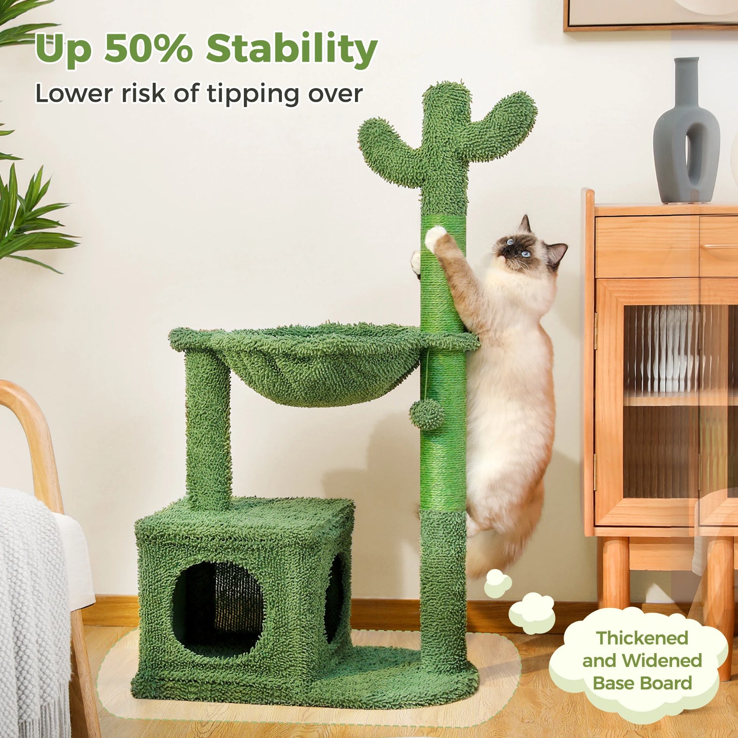 PEQULTI Cactus Cat Tree Condo Hammock Indoor Playground