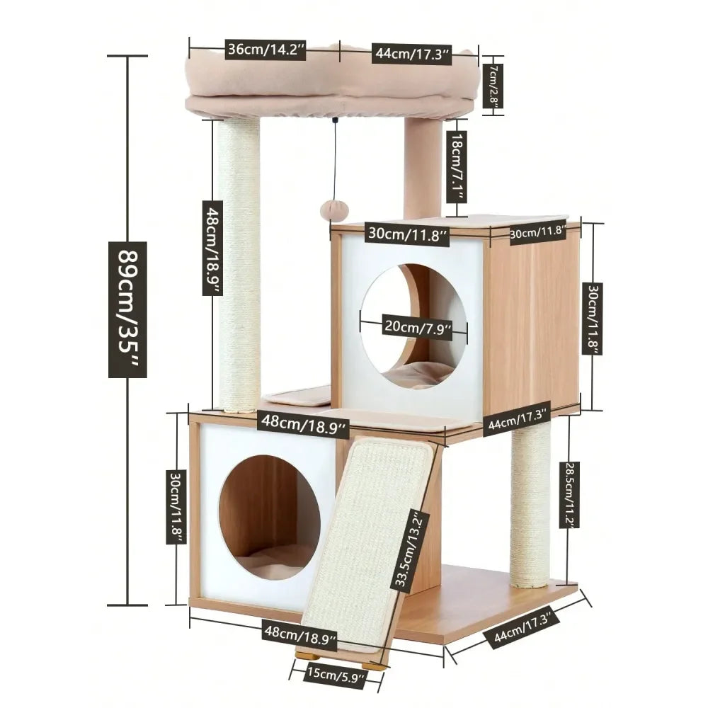 XMSJ Cat Tree Tower With Double Condos And Sisal Posts