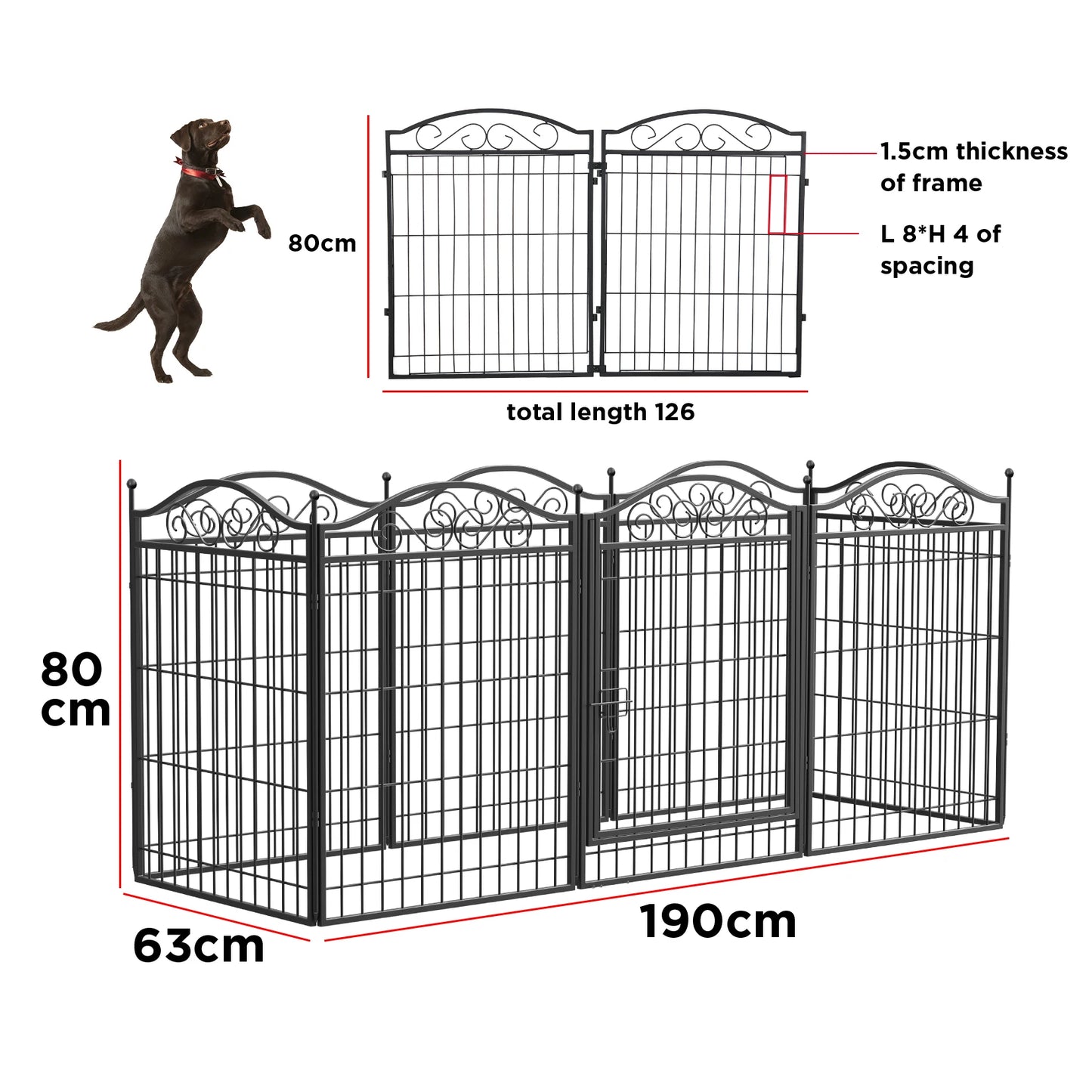 BINGOPAW Eight-Panel Dog Playpen Heavy Duty Folding Fence Indoor Outdoor