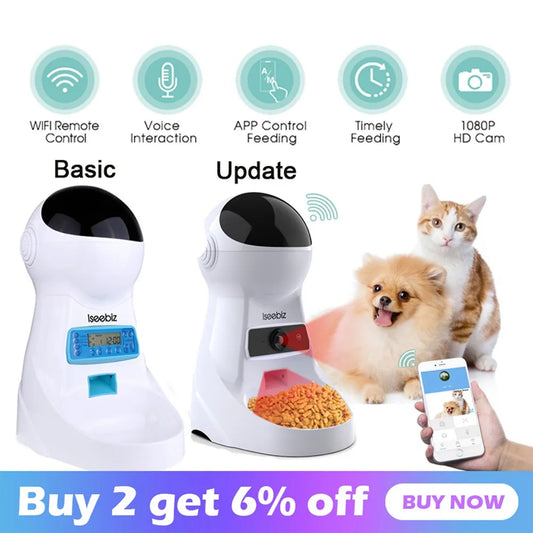 Iseebiz Automatic Pet Feeder With Voice Recorder For Cats