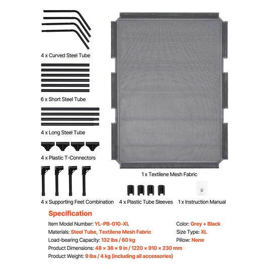 SucceBuy Elevated Dog Bed for Large Dogs Aluminum Frame Mesh