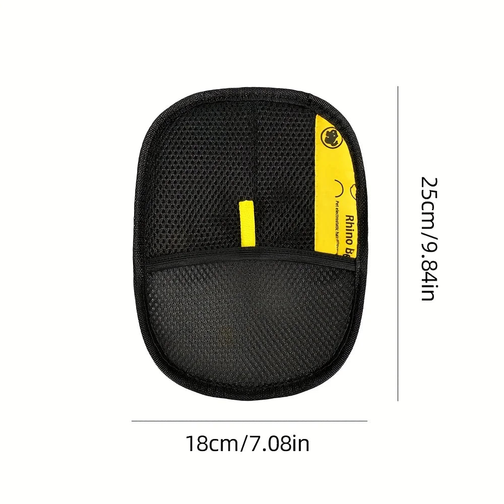 Cat Grooming Gloves Upgrade Edition Large Static Pet Hair Removal Black Polypropylene with Yellow Accents