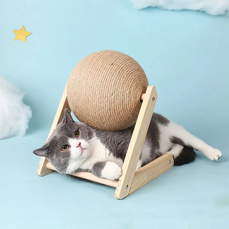 Cat Scratching Ball Toy Kitten Sisal Rope Ball Board Scratcher