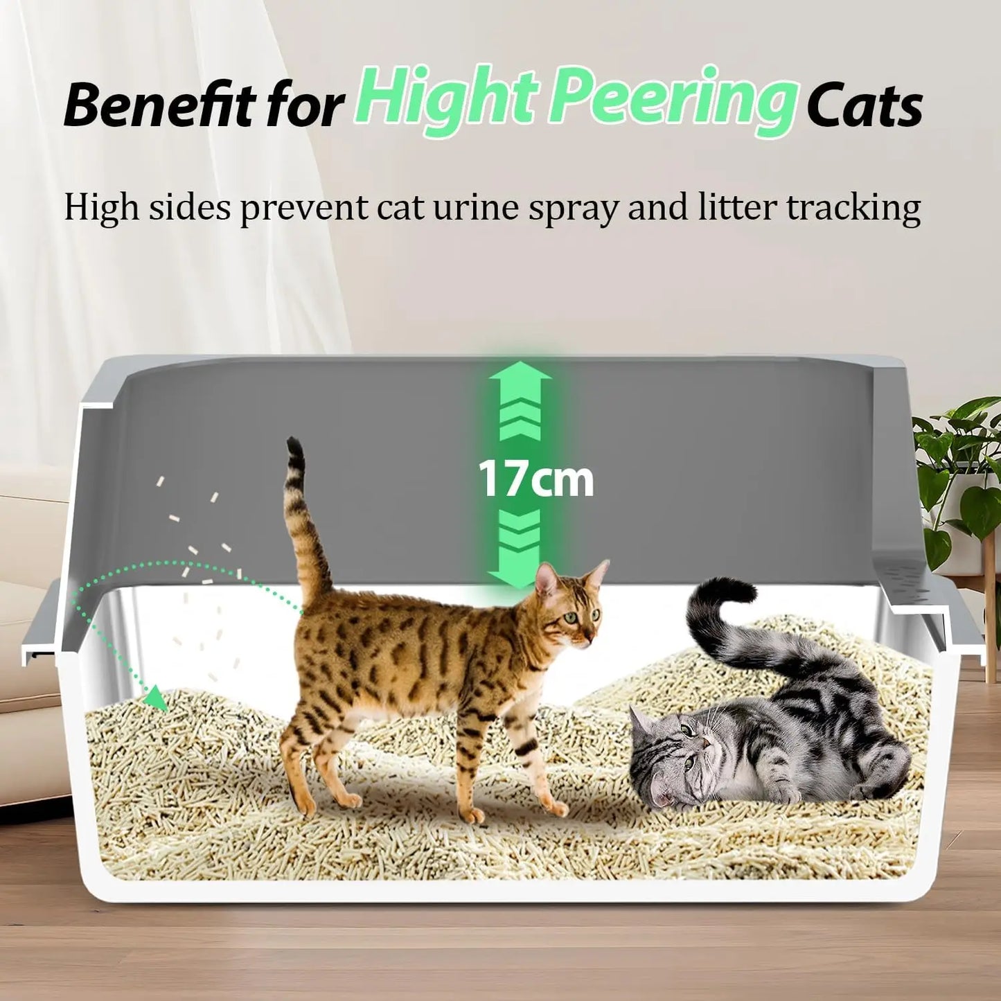 Extra Large Stainless Steel Cat Litter Box with High Sides, 29x21x14 Inches for Big and Overweight Cats, Non-Stick Easy Clean