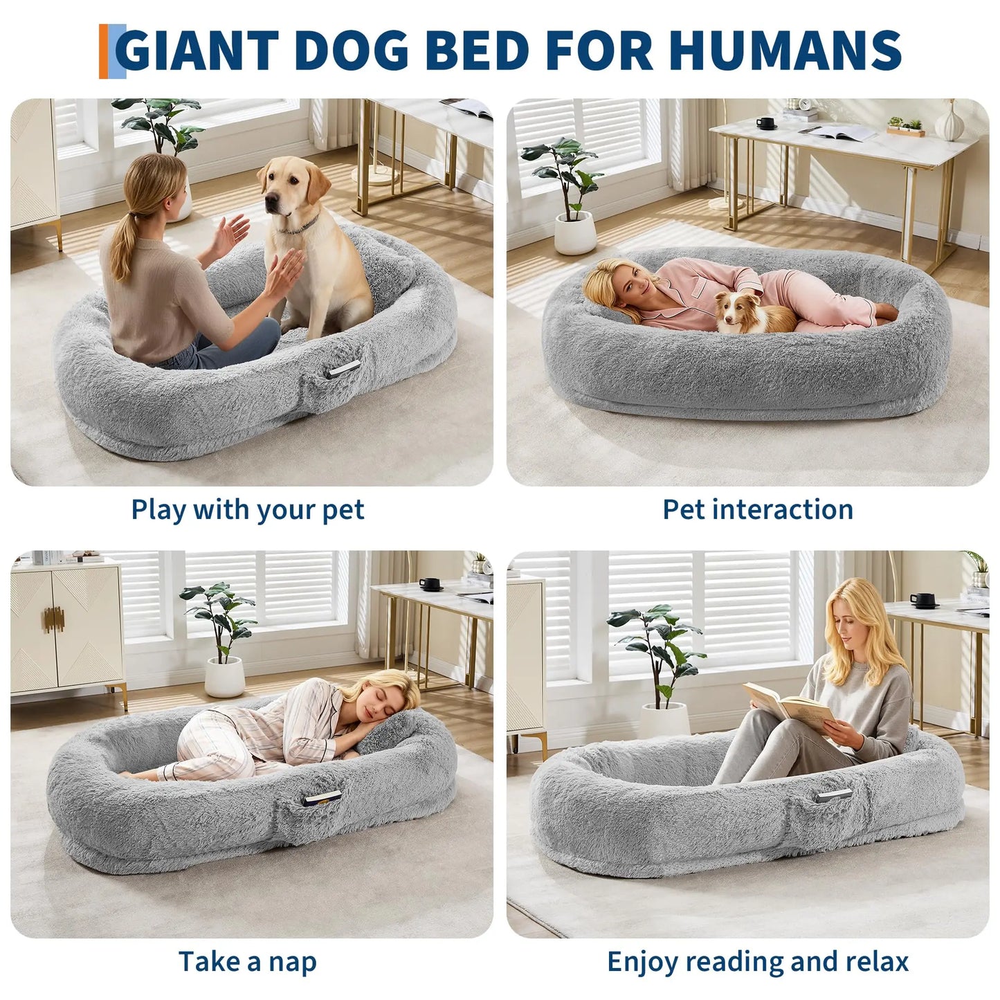 HiMISS Orthopedic Faux Fur Dog Bed With Pillow