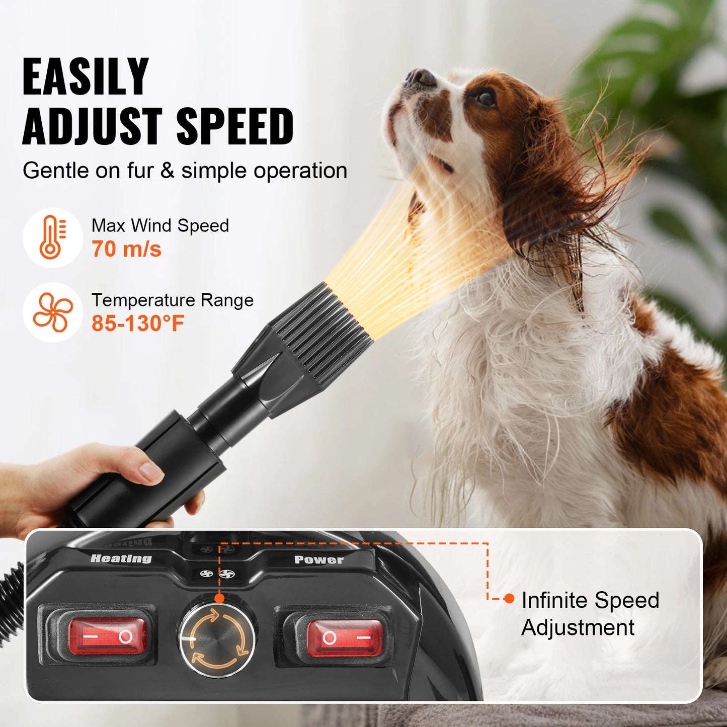 SucceBuy Dog Dryer 2000W Pet Grooming Adjustable Temperature