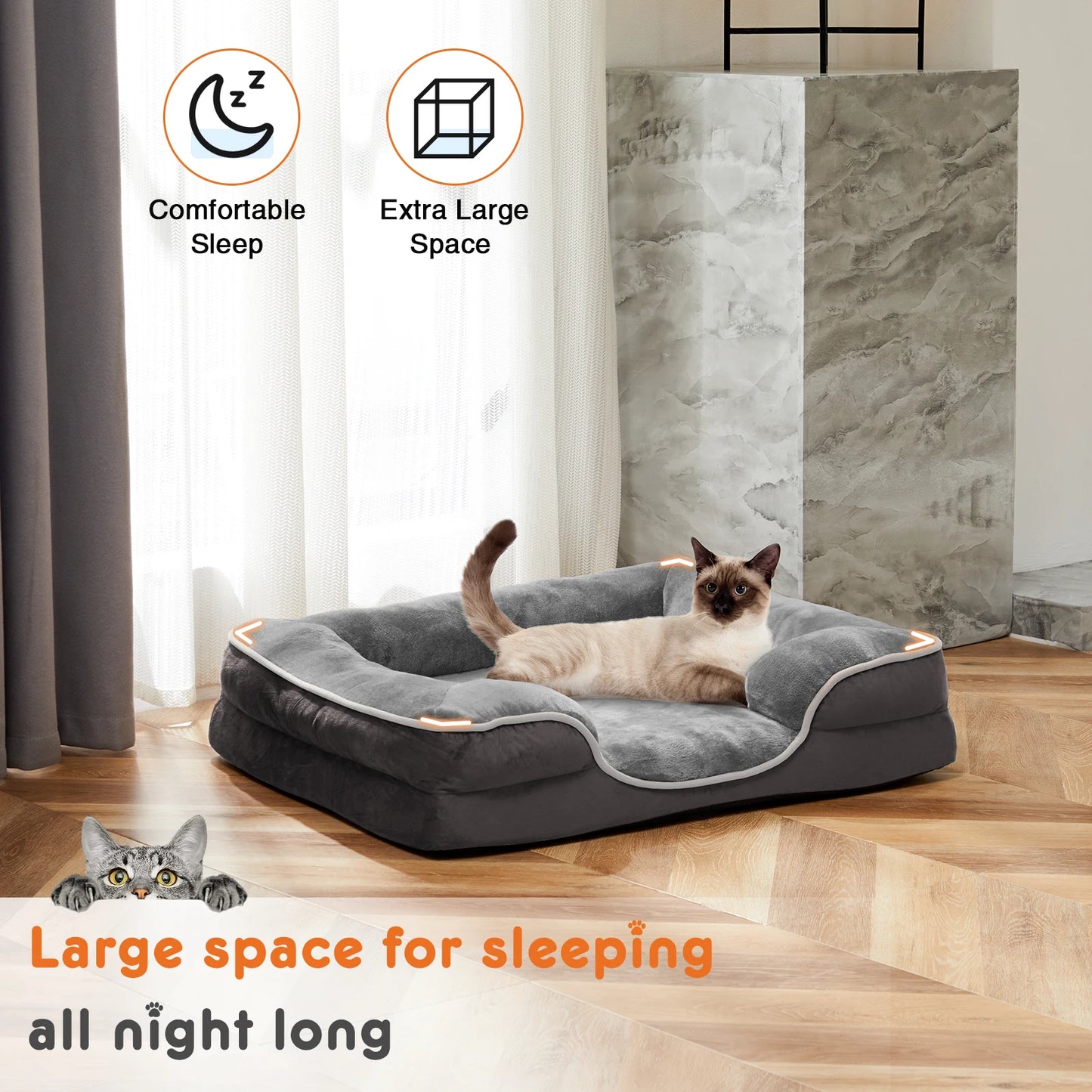 JHK Orthopedic Memory Foam Pet Bed With Removable Cover