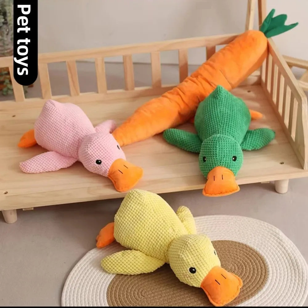 Plush Squeaky Duck Toy Calming Sleep Aid Durable Puppy Companion