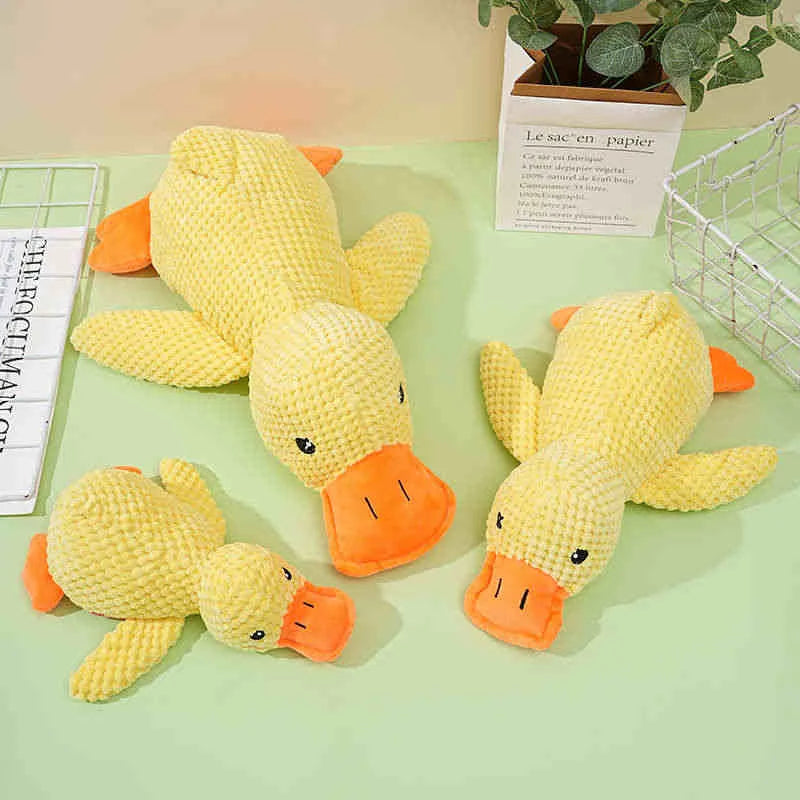 Plush Squeaky Duck Toy Calming Sleep Aid Durable Puppy Companion
