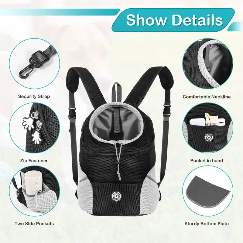 Breathable Pet Backpack Carrier With Adjustable Straps For Dogs