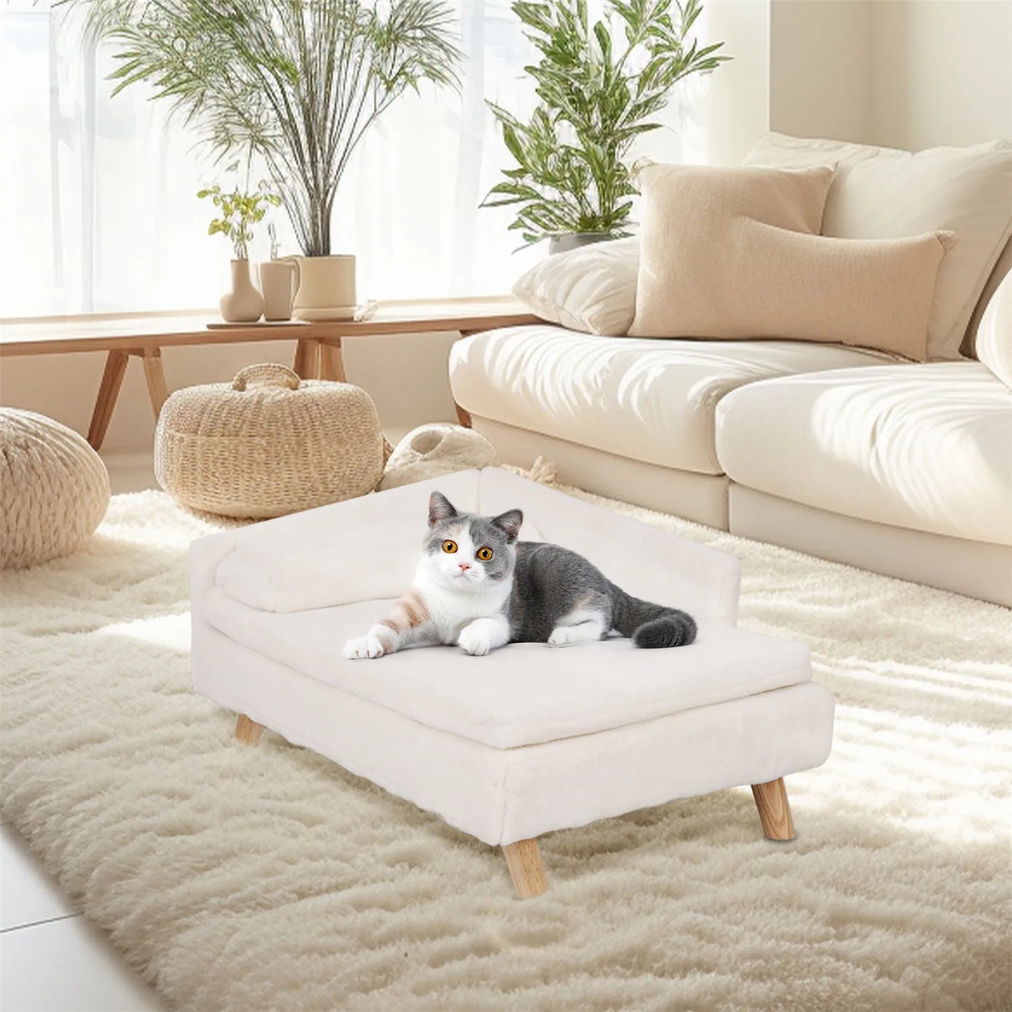 BINGOPAW Waterproof Pet Sofa Bed With Raised Lounger Cushion