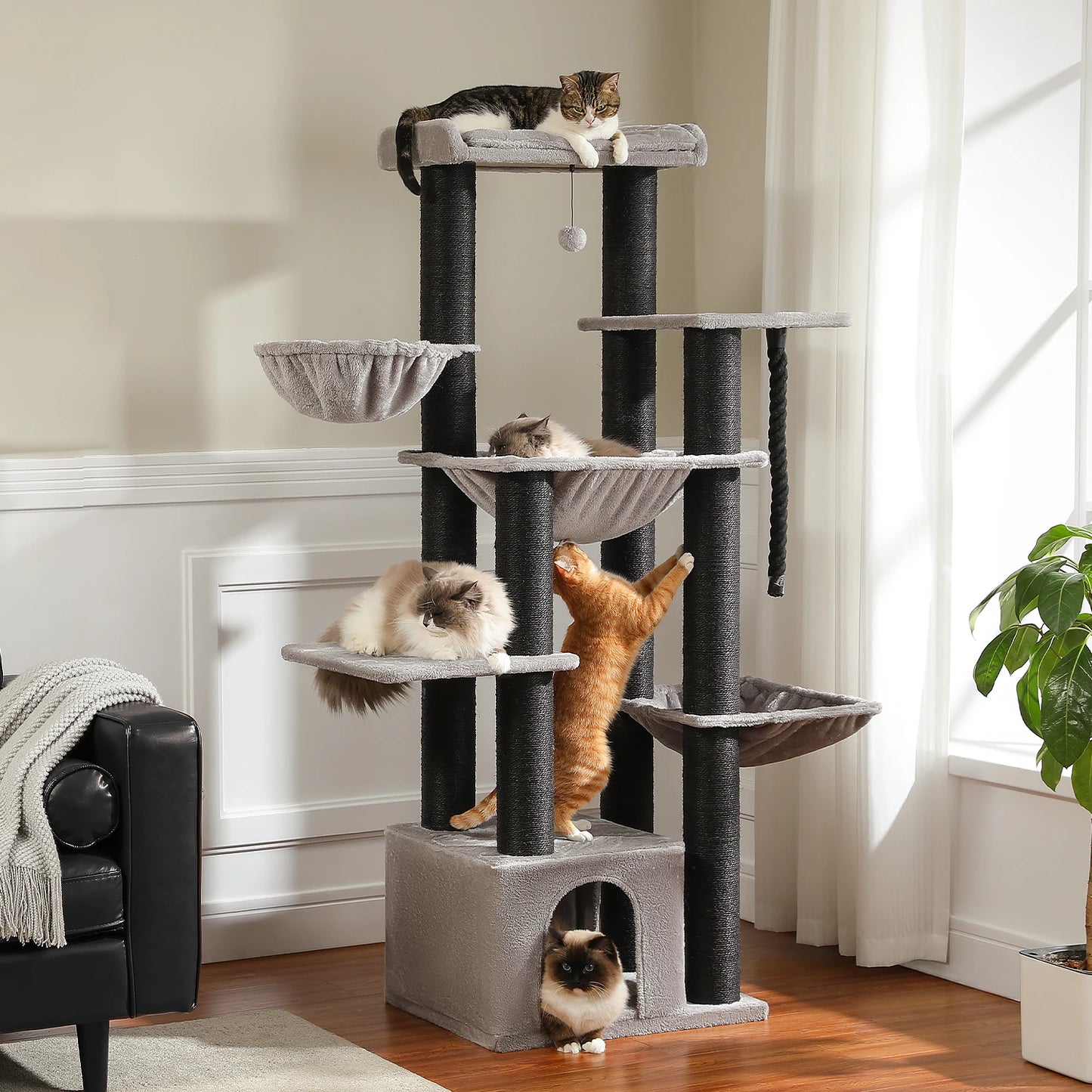 PEQULTICN Multi Level Cat Tree With Scratching Posts