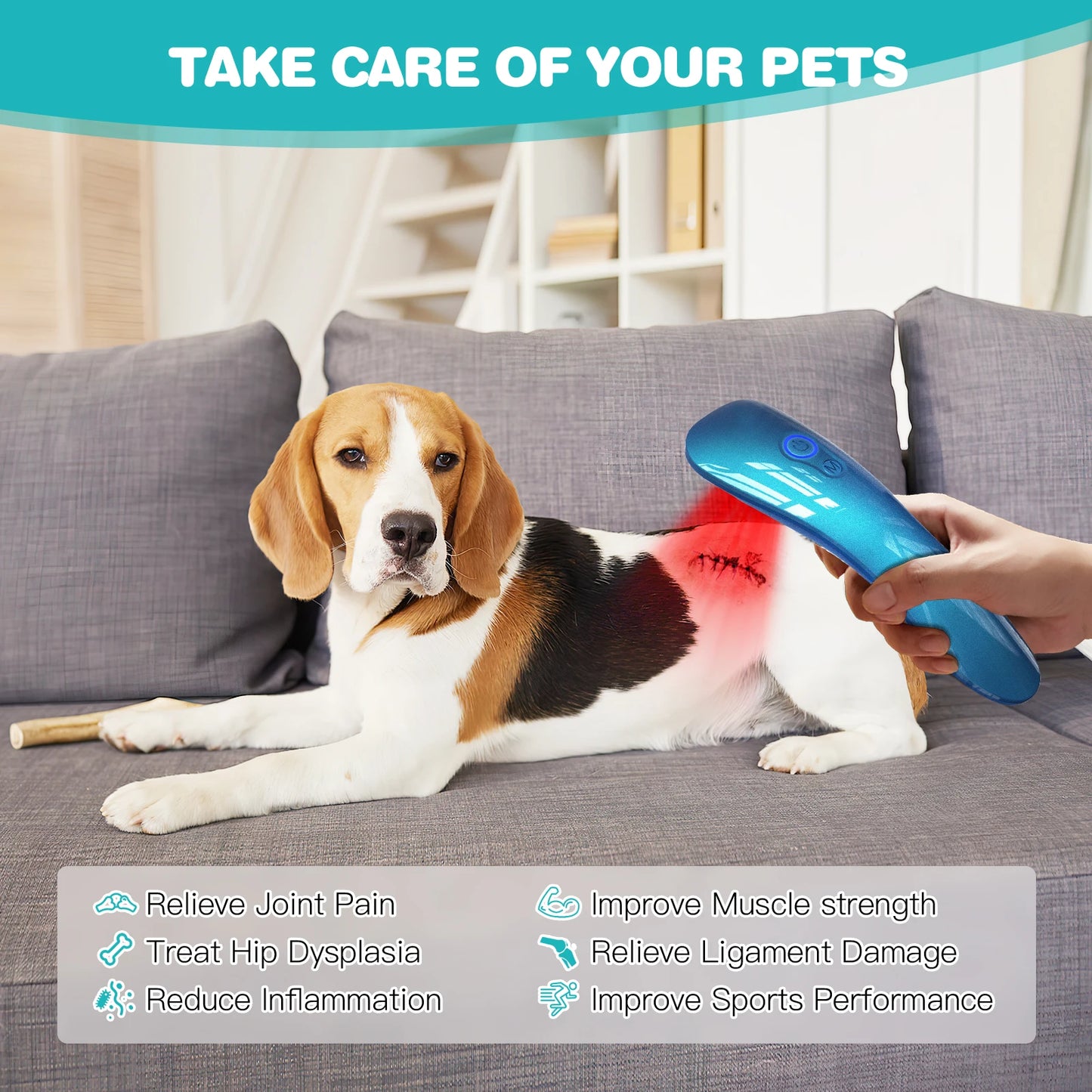 KTS Laser Therapy for Dogs 18*620nm Portable Red Light Therapy Veterinary Equipment for Joint Muscle Pain Relief&Inflammation