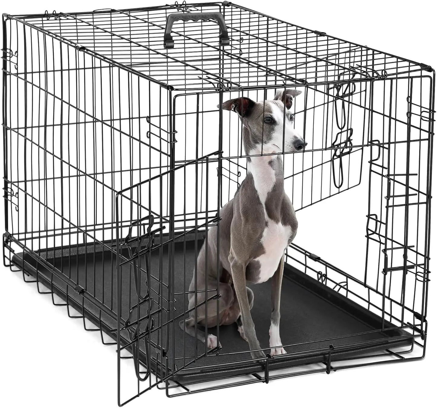 Double Door Dog Cage With Leak Proof Tray For Travel