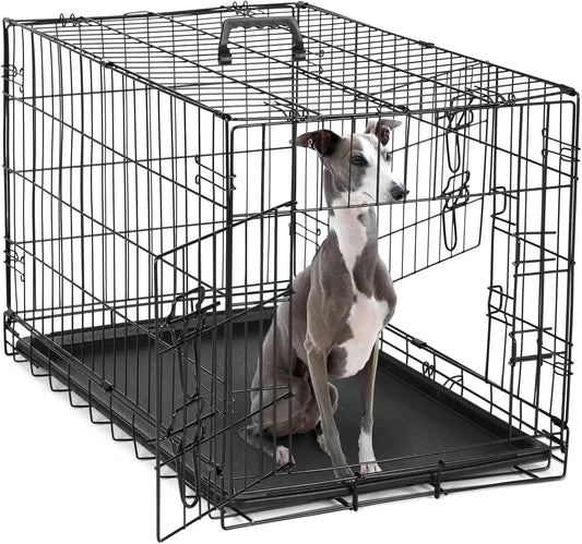 Double Door Dog Cage With Leak Proof Tray For Travel