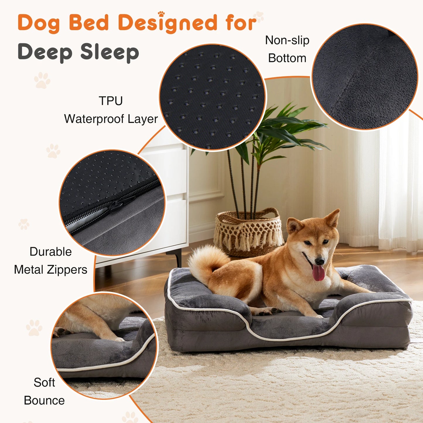 JHK Orthopedic Memory Foam Pet Bed With Removable Cover