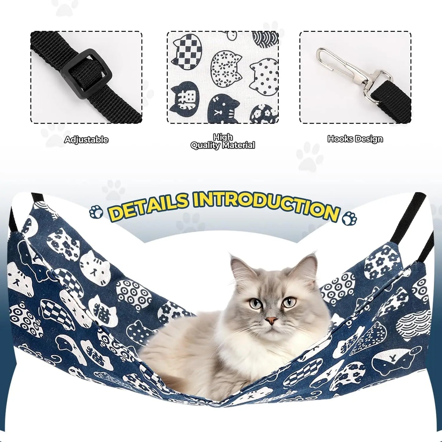 Reversible Cat Hammock for Cage, Adjustable Pet Bed for Cats, Ferrets, Puppies & Small Animals (2-Pack)