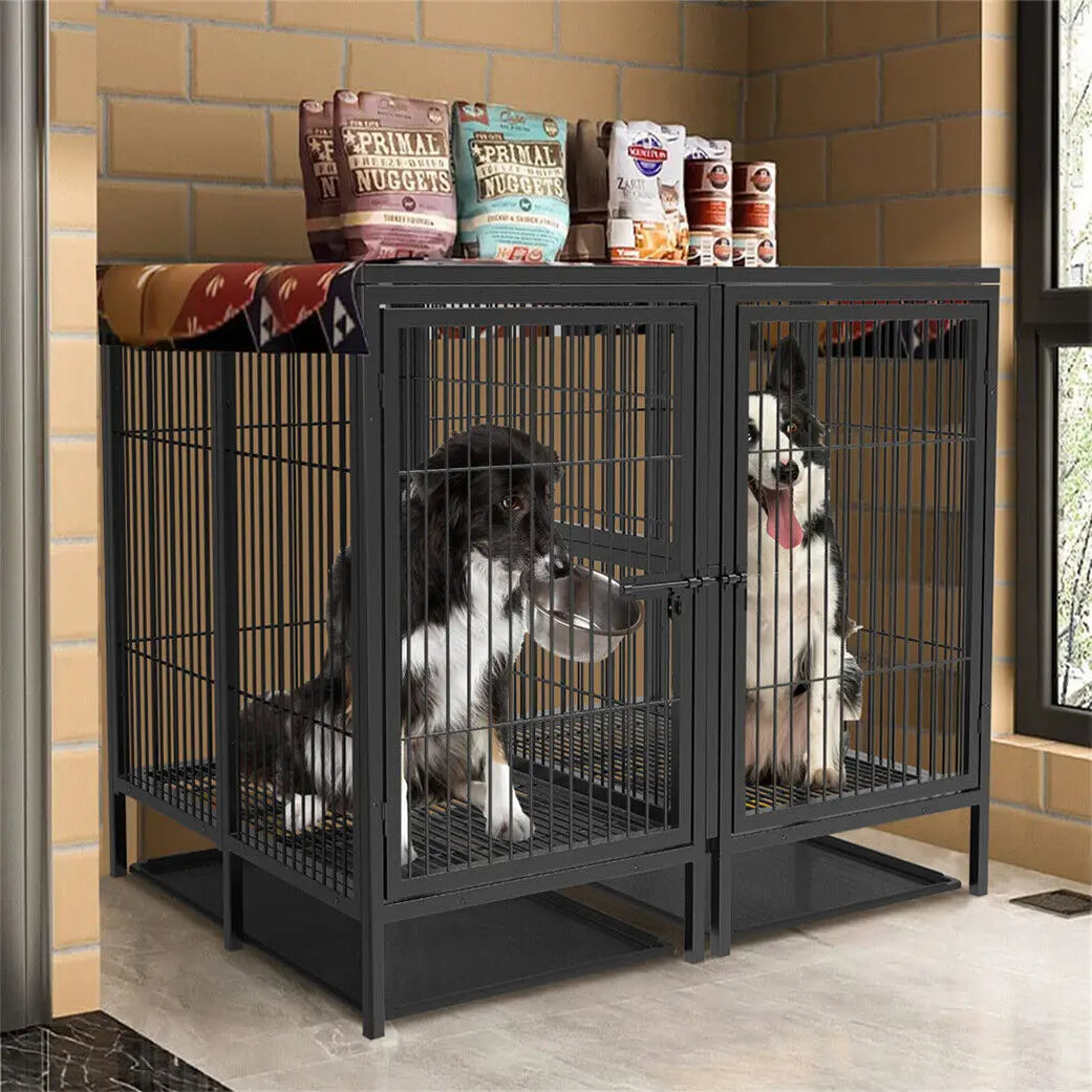 BINGOPAW Metal Pet Playpen Kennel Cage With Removable Trays
