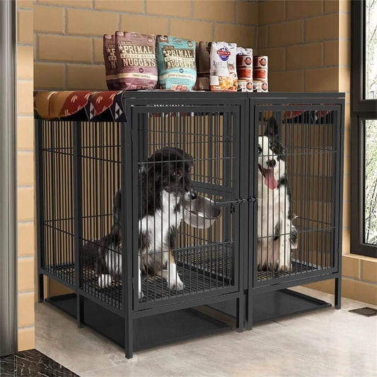 BINGOPAW Metal Pet Playpen Kennel Cage With Removable Trays