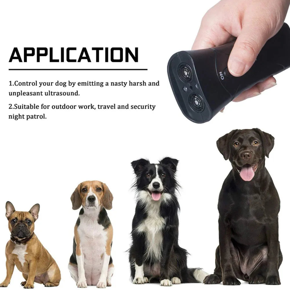 Ultrasonic Dog Repeller With LED Flashlight And Training Tool