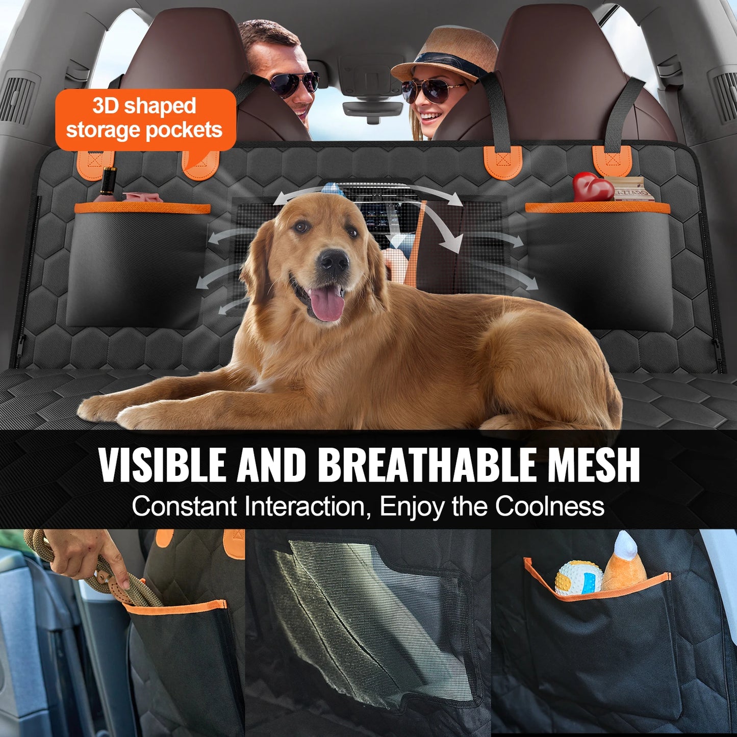 SucceBuy Back Seat Extender Dog Car Seat Cover With Mesh Window Storage Pocket