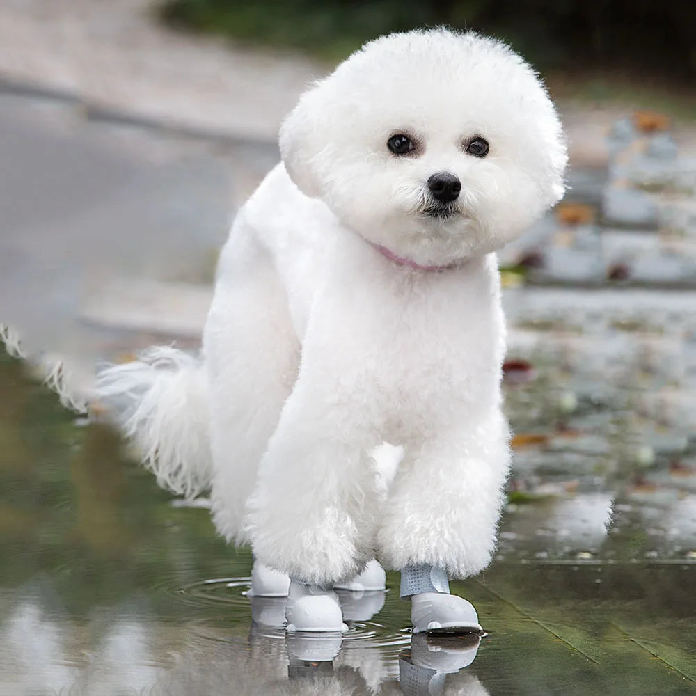 NONECN Soft Rubber Waterproof Dog Boots Non Slip Rain Shoes