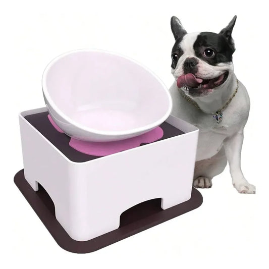 Bulldog Wide Mouth Tilted Anti Skid Dog Feeding Bowl