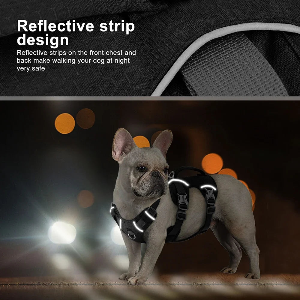 NONECN Nylon Reflective Dog Harness With Handle Adjustable Vest