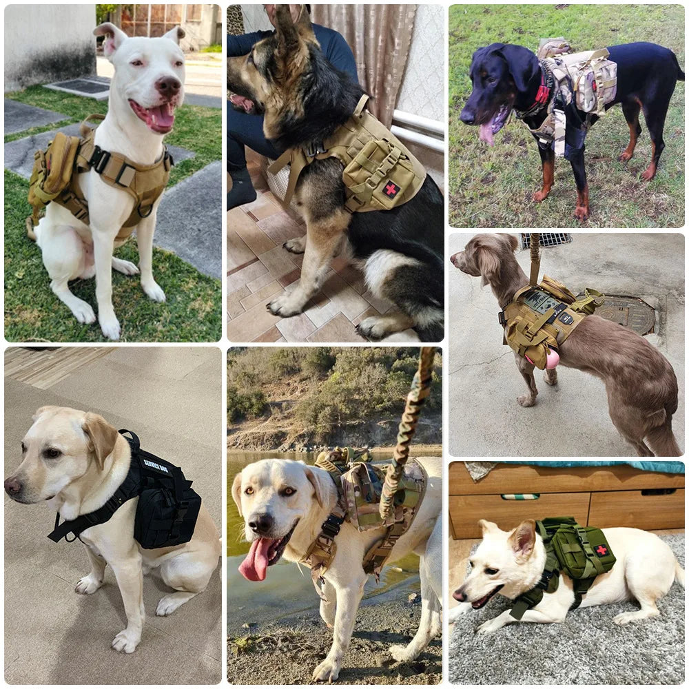 PETRAVELCN Dog Tactical Bags Set Molle Pouches For Harness