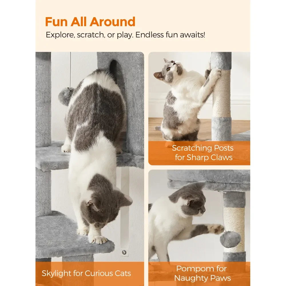 XMSJ Cat Tree Tower With Scratching Posts Hammock And Perches