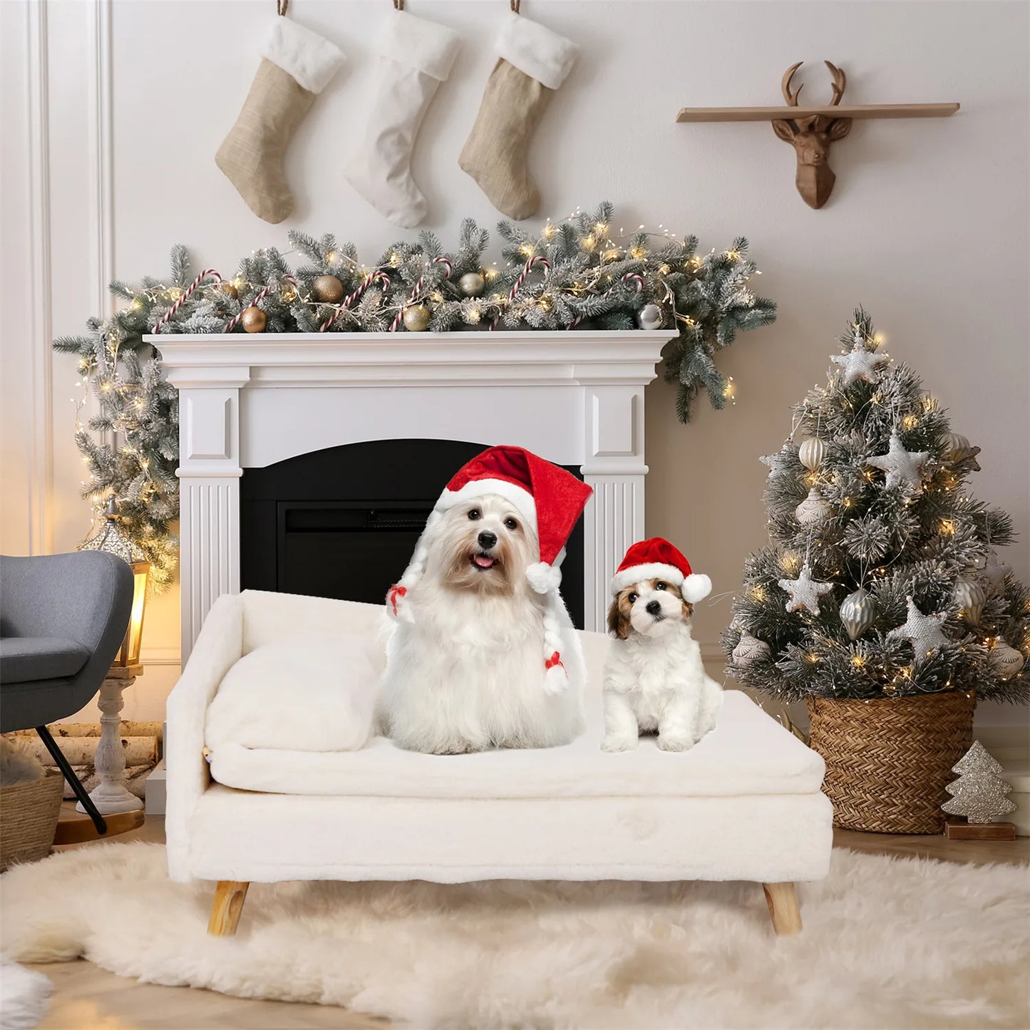 BINGOPAW Waterproof Pet Sofa Bed With Raised Lounger Cushion