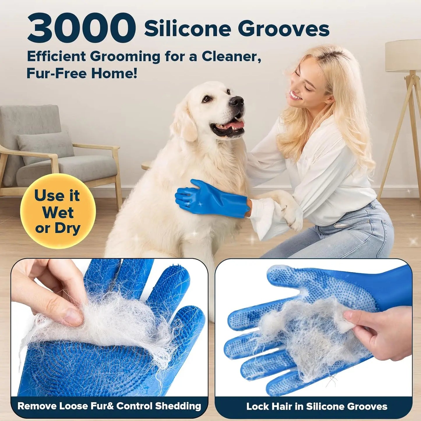 6Pcs Pet Grooming Kit For Dogs And Cats Bath Gloves