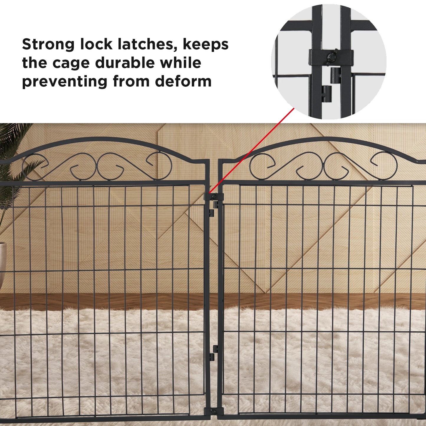 BINGOPAW Eight-Panel Dog Playpen Heavy Duty Folding Fence Indoor Outdoor