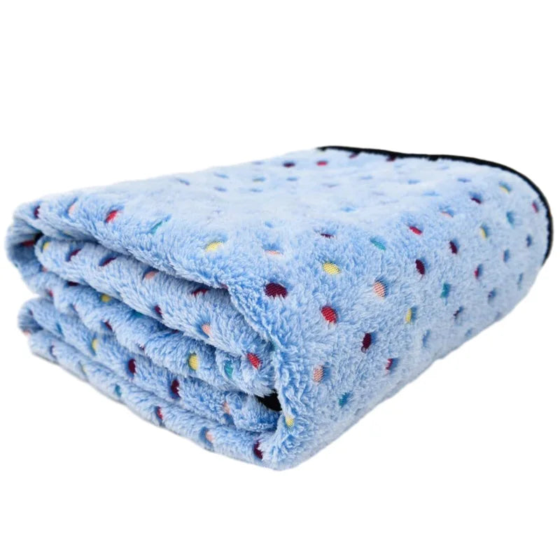 Soft Fluffy Pet Blanket Dot Pattern Cozy for Cats Dogs