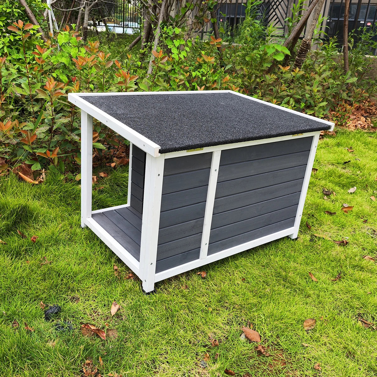 Outdoor Wooden Dog Kennel With Waterproof Asphalt Roof And Ventilation
