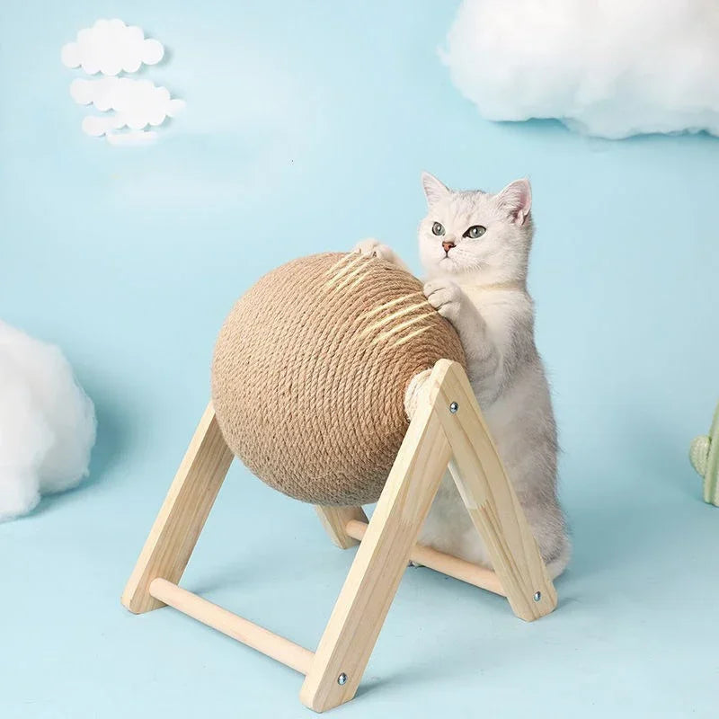 Cat Scratching Ball Toy Kitten Sisal Rope Ball Board Scratcher