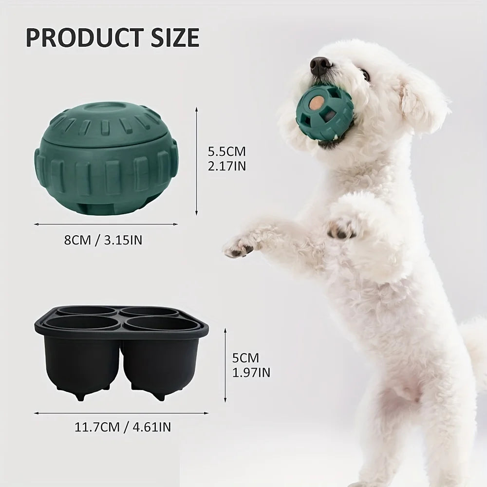 Durable Chew Toy for All Dog Breeds, Silicone Training Ball Set, Slow Feeding, Interactive Treat Puzzle, Teeth Cleaning Pet Toy