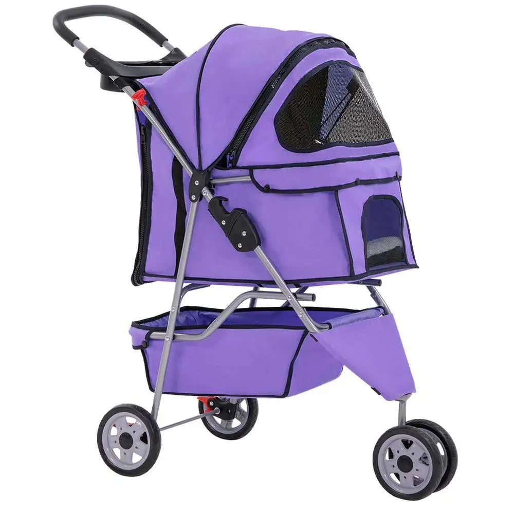 XMSJ 3 Wheels Pet Stroller for Dogs and Cats Foldable