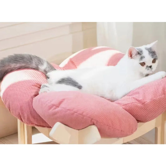 With Soft Cushion Three-Color Wooden High Leg Cat Bed - Comfortable Pet Sofa, Ideal for Cats And Small Dogs, Includes Hardware T