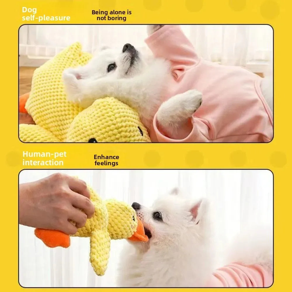 Plush Squeaky Duck Toy Calming Sleep Aid Durable Puppy Companion