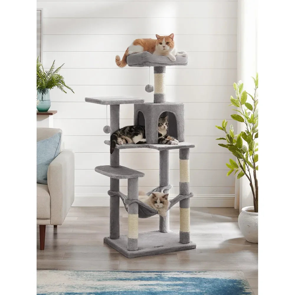 XMSJ Cat Tree Tower With Scratching Posts Hammock And Perches