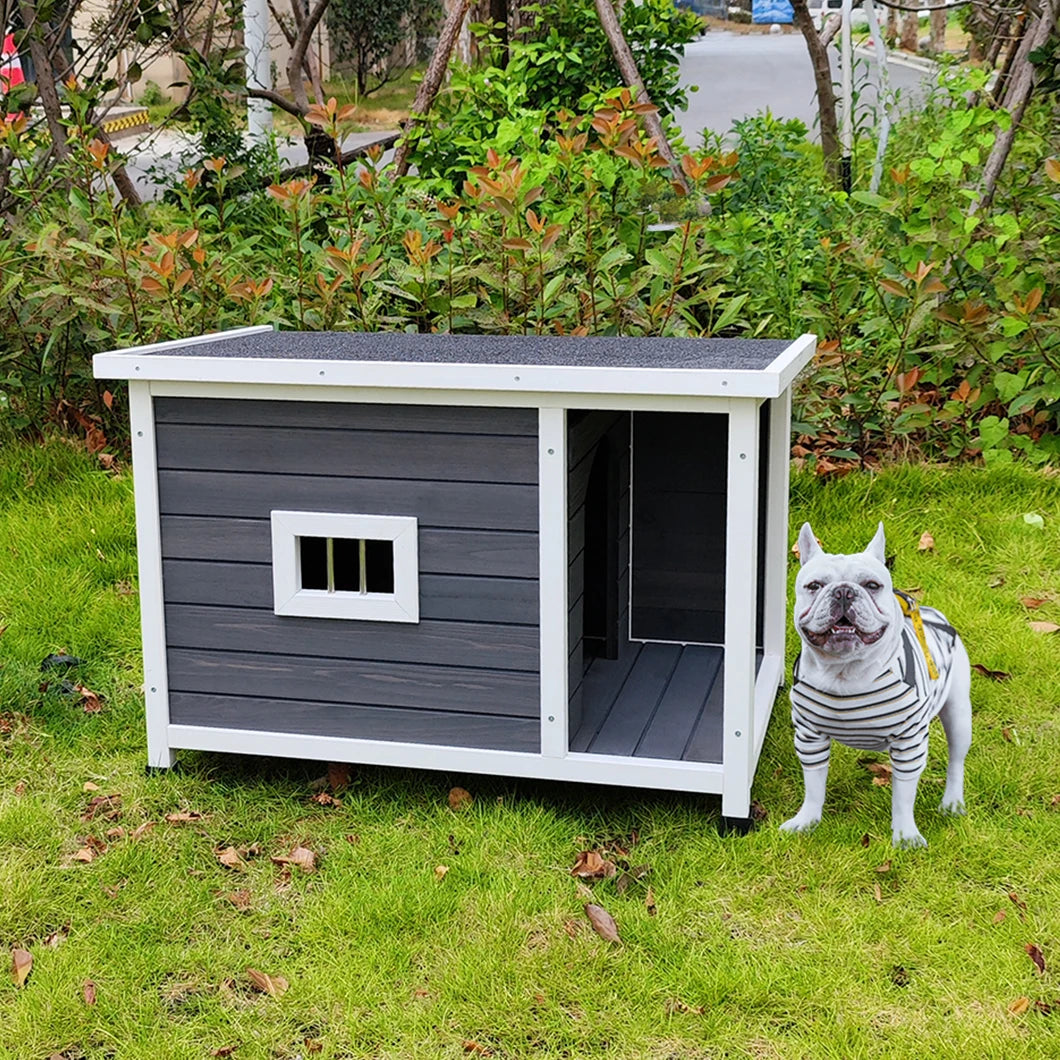 Outdoor Wooden Dog Kennel With Waterproof Asphalt Roof And Ventilation