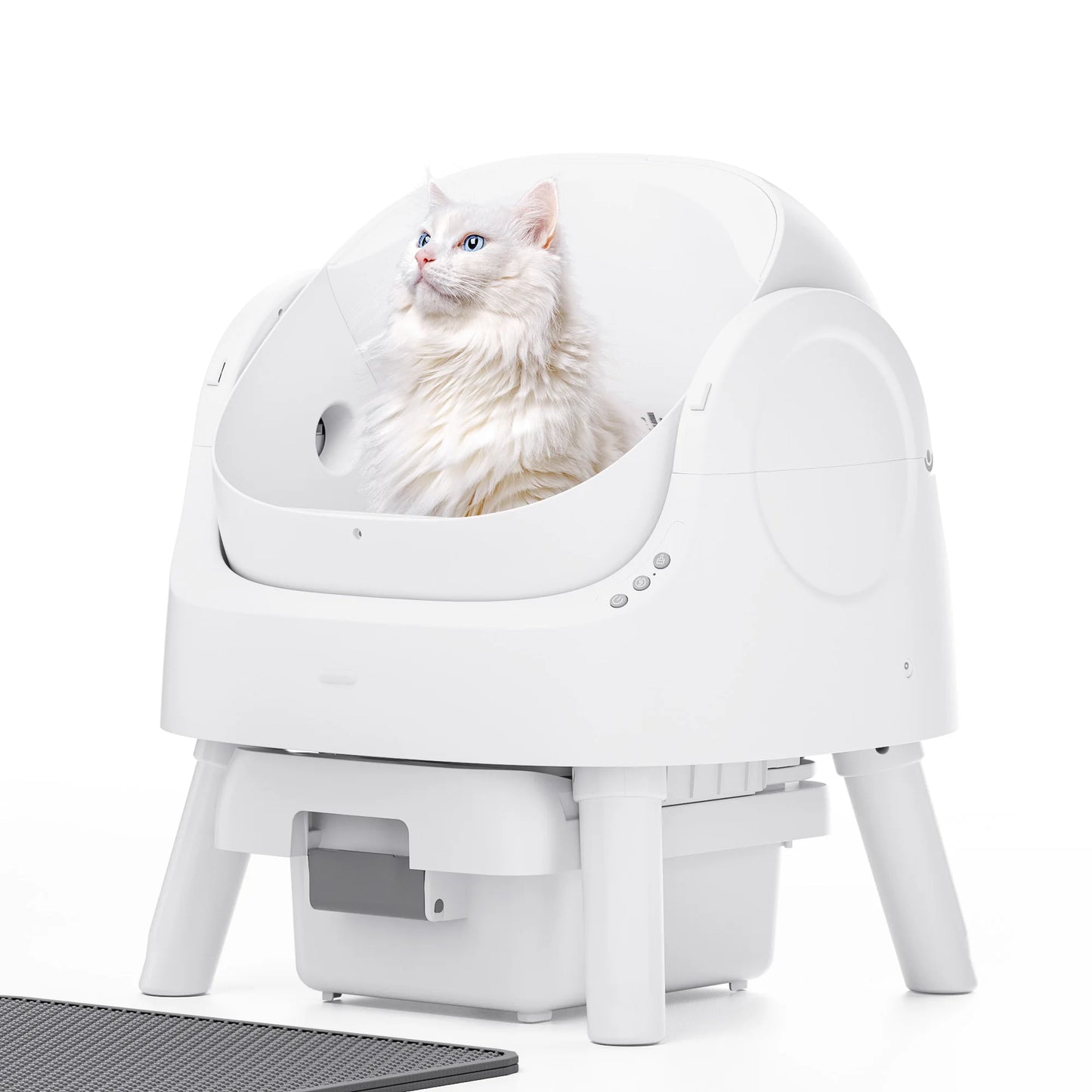 PetPivot AS11 Open-Top Automatic Self Cleaning Cat Litter Box with Safety Protection, Cat Litter Mat and Trash Bags Included