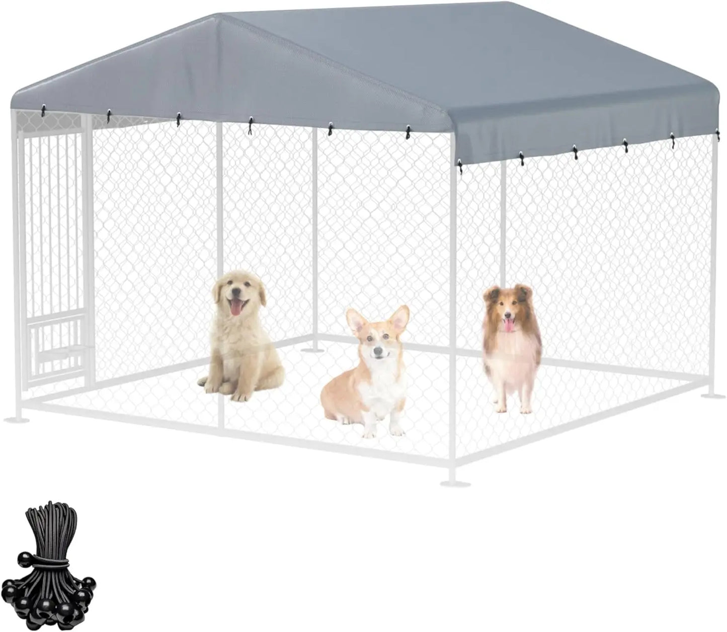 Waterproof 10'x10' Outdoor Dog Kennel Cover, Durable Oxford Fabric, Wind-Resistant Design
