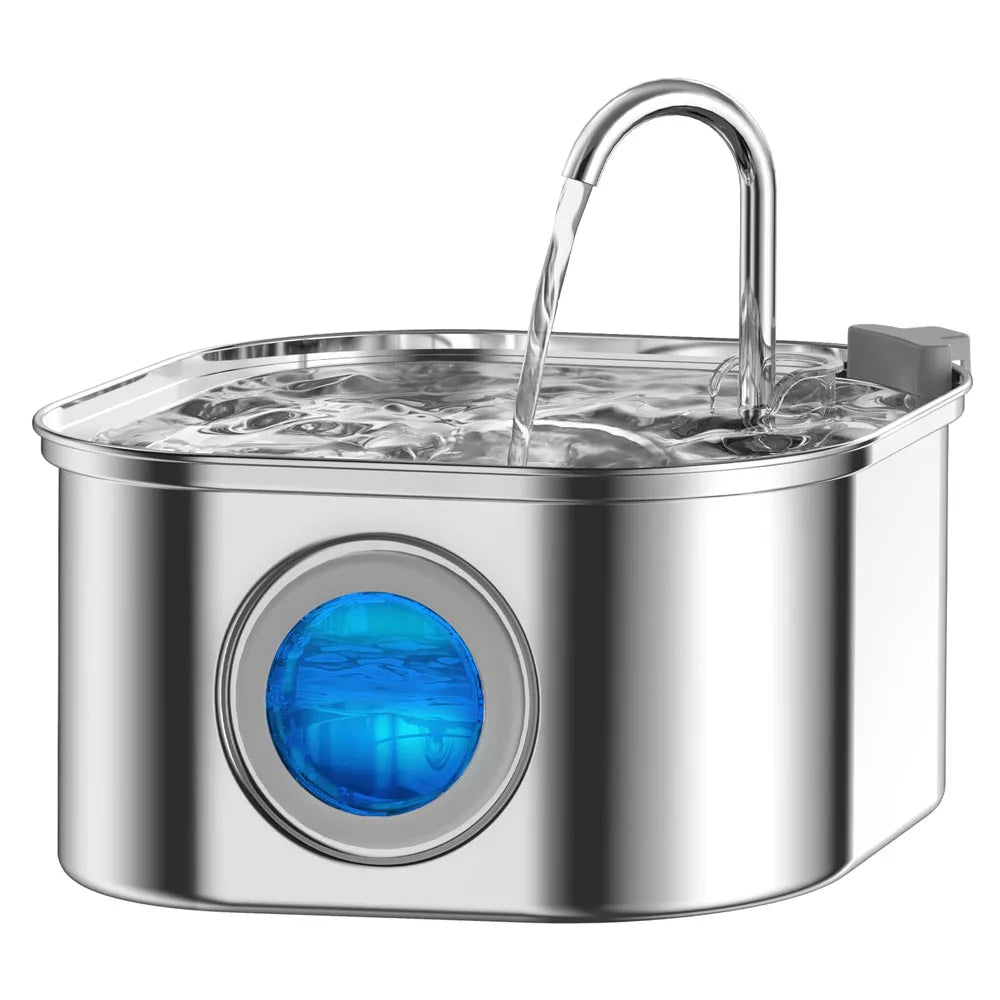 Stainless Steel Pet Water Feeder With Visual Window Dispenser