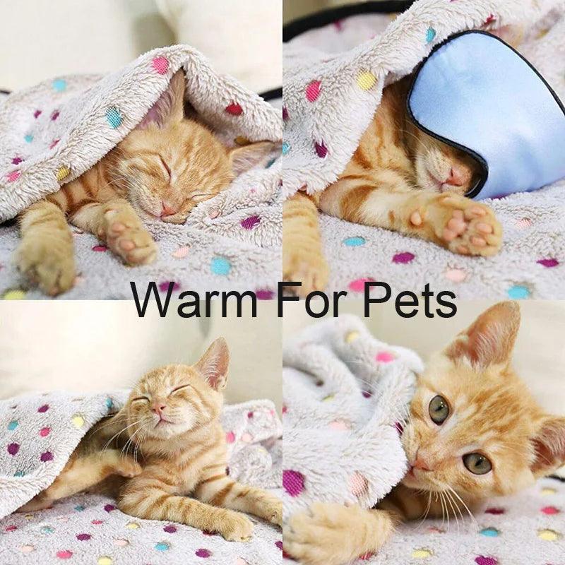 Soft Fluffy Pet Blanket Dot Pattern Cozy for Cats Dogs