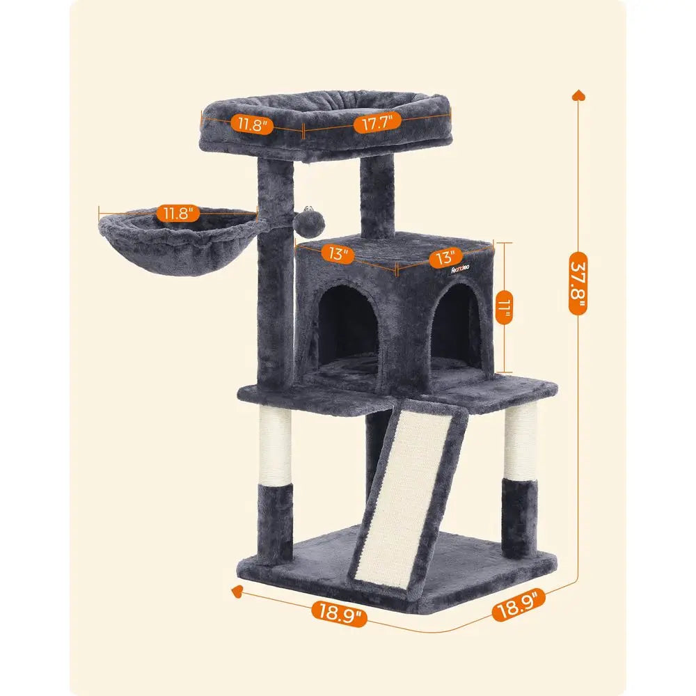 XMSJ Cat Tree Tower Scratching Post Multi Level Cat Condo For Indoor Cats